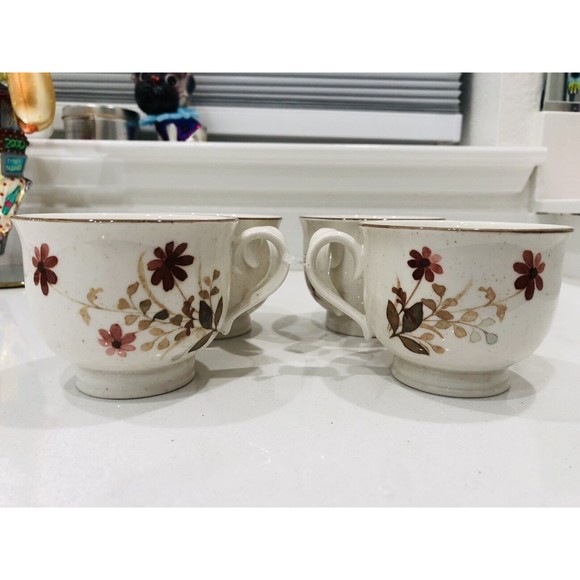 NORITAKE VERSATONE OUTLOOK CHINA B305W10 4 TEA CUPS & SAUCERS - Picture 2 of 16